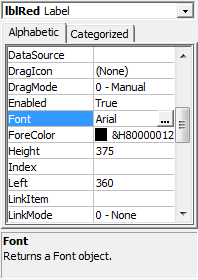 Properties - Font